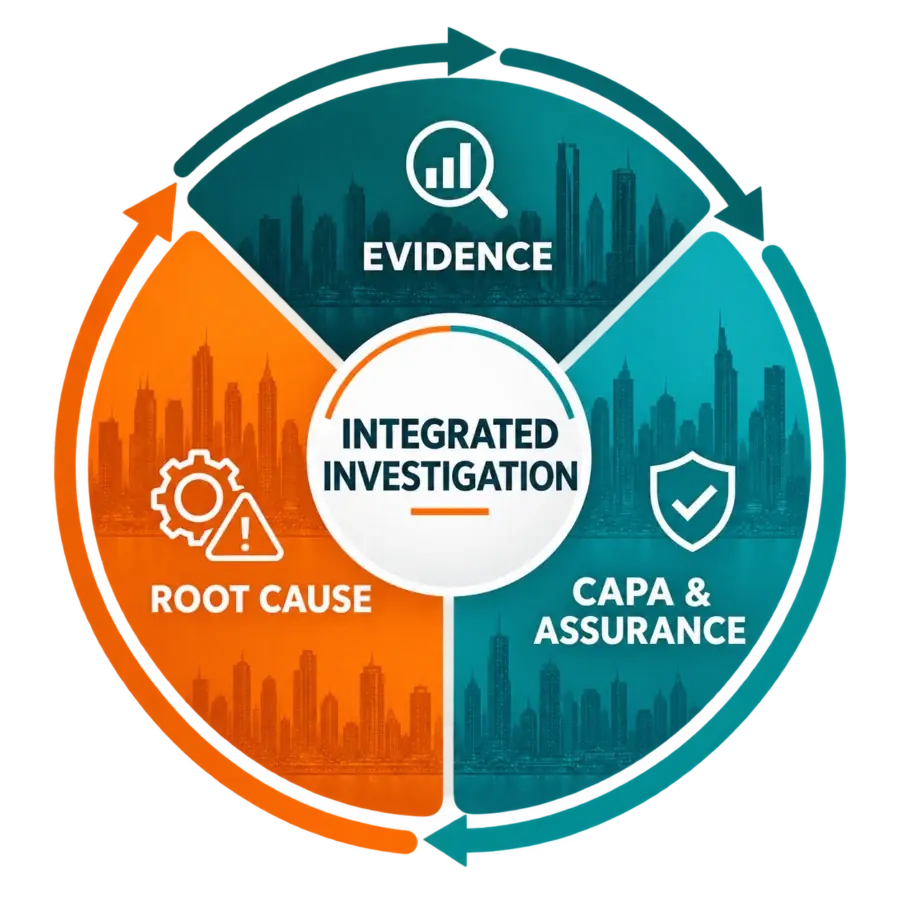 Integrated investigation: evidence, root cause, CAPA and assurance